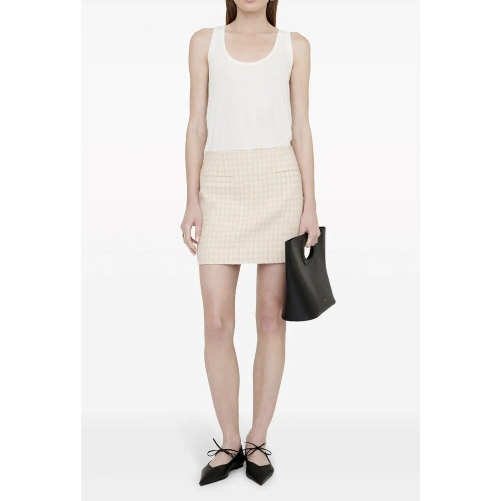 NWT ANINE BING Vanessa Peach Cream Tweed Mini Skirt EU 36 Sz US Medium (K12)